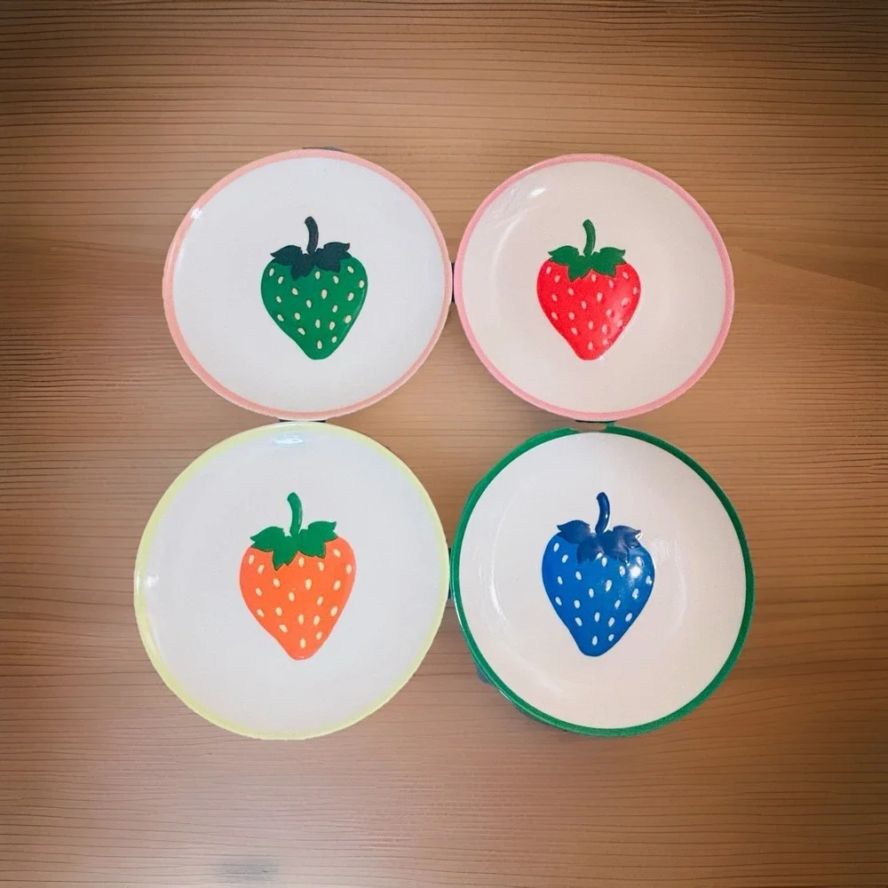 Kate Spade New York Strawberry Melamine Colorful Four Piece Plate Set 6